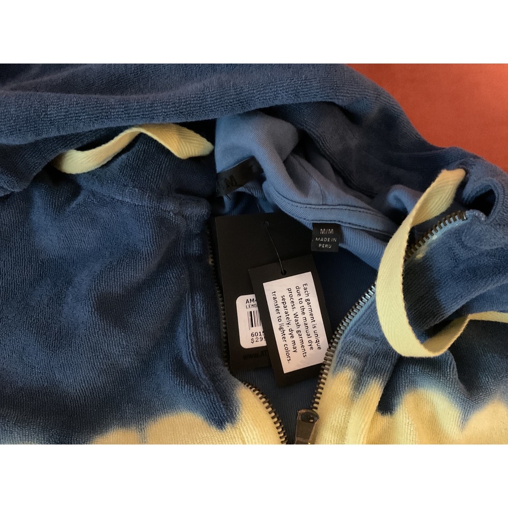 ATM Anthony Thomas Melillo Lemon Chambray Dip Dye French Terry Zip Hoodie M - Picture 3 of 5